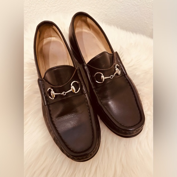 Authentic Vintage Gucci Women’s Horsebit Chocolate Brown Leather Loafers - Picture 1 of 14